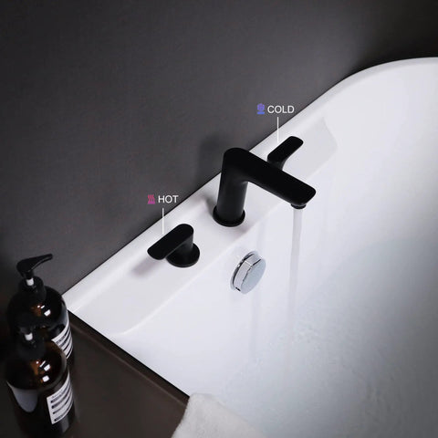 Matte Black 3 Hole Deck Mount Tub Faucet Set With Two Handles High Flow Brass Bath Filler Valve For Modern Bathrooms Easy Install