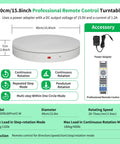 Heavy Duty Electric Rotating Turntable With Motorized Remote Control For 3D Scanning And 360 Video Shows Speed Adjustable Photography Display Stand Platform Supports Up To 400 Lb Load Capacity In White Finish, 40cm diameter.
