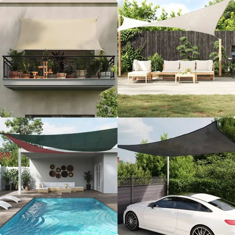 Sun Shade Sail 10x20 Cream Rectangle Canopy Cover For Patio Or Yard 95 Percent UV Block Permeable Breathable HDPE Fabric With Stainless Steel D Rings Easy Setup Durable Outdoor Shade Shelter