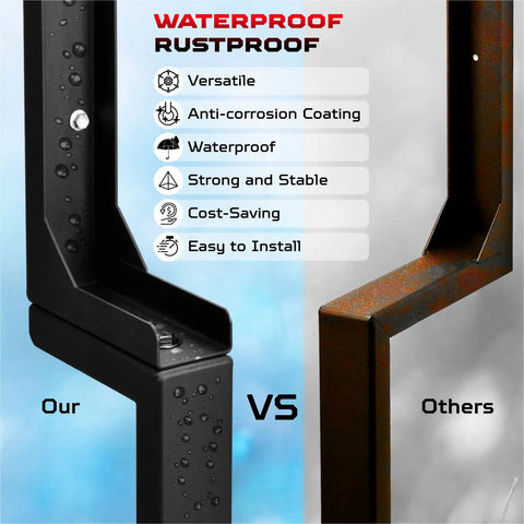 Comparison of Adjustable Fence Post Repair Kit For Tilted Or Broken Wood Posts, Heavy Duty Steel Ground Spike Anchor with rustproof coating.