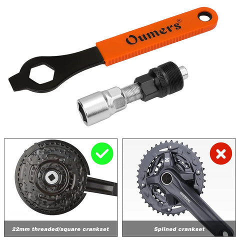 Bike Crank Puller Set 4 In 1 with Crank Extractor Bottom Bracket Remover 16mm Spanner Wrench and Hex Wrenches for bike maintenance