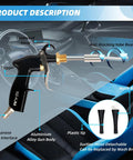 High Pressure Car Interior Spraying Gun With Two Nozzle Sets And Air Pulse Connector, Pro Grade Car Wash Tool For Interior Detailing, Dust Blow Gun Upgrade, Adjustable Airflow Regulator And Trigger Control For Fast, Deep Clean, aluminium alloy body and brush tips