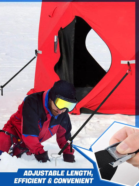 Ice Anchor Drill Adapter Kit For Ice Fishing Shelters Includes Four Stake Nails And Nylon Straps One Quarter Inch Drill Bit Adapter Head
