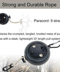 Retractable Bow Hoist For Tree Stand, 33Ft Heavy Duty Bow Pull Up Rope shown with strong durable paracord and carabiner