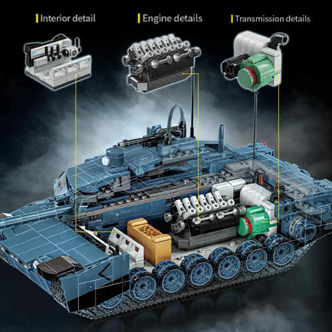 Abrams-X Tank Building Blocks Set RC Compatible With 360 Degree Rotating Turret And Flexible Tracks Realistic Military Model interior