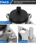 Image showing details of Rear Wheel Bearing Hub Assembly Five Lug With ABS Hubs One Piece Fits 2016-2019 Hyundai Tucson FWD, 2017-2020 Kia Sportage FWD, 2015-2019 Hyundai Sonata, 2019 Veloster N, 2016-2020 Kia Optima, 2017-2020 Kia Cadenza For Your Ride, highlighting internal structure, fixing holes, and metal bolts.