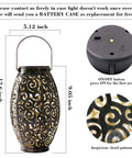 Solar Lantern Outdoor Hanging Light For Patio And Garden In Retro Metal Bronze Finish Waterproof Solar Garden Accent For Pathway And Yard Decor Easy Mount And Cozy Vibe Mother's Day Gift with intricate cutout pattern.
