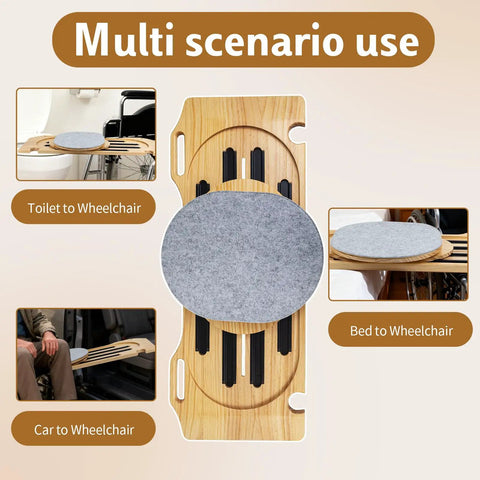 Sliding Transfer Board For Easy Wheelchair Transfers 31 Point 5 By 12 Point 6 Inch Wooden Board With Stainless Steel Track shown in use
