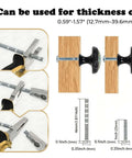 Installation process of Forest Mountain Round Acrylic Cabinet Knobs 4 Pack Rustic Nature Drawer Pulls with dimensions and tools shown.