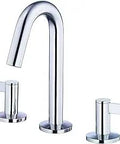 Two Handle Widespread Lavatory Faucet With Gooseneck Spout Delivers 1.2 Gpm Laminar Flow For A Clean Hygienic Water Cascade 90mm Reach