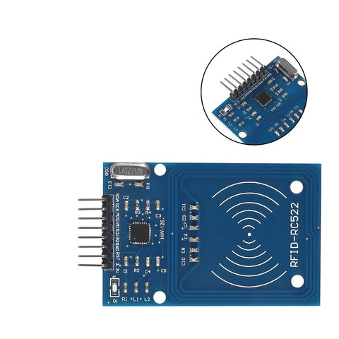 Close-up of RFID RC522 reader module from 5Pcs RFID Kit With Mifare RC522 Reader Module For Development Projects, RF IC Card Sensor Module.