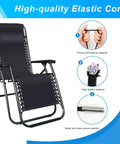 Heavy Duty Replacement Cords For Zero Gravity Chairs Tough As Nails Elastic Repair Laces For Recliners And Beach Loungers Premium Nylon Bungee Fix String Set Black with strong elastic cord details.