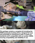 Beast Mode Pneumatic Bushing Driver Set for 1 and 3 Eighths Inch Anchor Pins and Bushings in use on truck axle.
