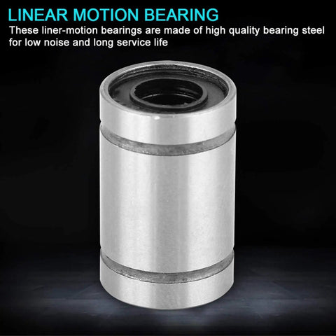 Ultra Quiet Linear Motion Ball Bearing Bushing Set 6mm LM6UU For 3D Printer And CNC Parts, steel, detailed view
