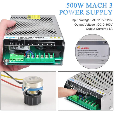 0 To 100V DC PWM Power Supply For 500W Brushed Spindle Motor With 6A Output, close-up view showing potentiometer and wiring