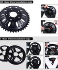 52T Chainring For Mid Drive Ebikes BBS01 BBS02 BBSHD With Guard shown with installation steps.