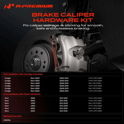 Upgrade Your Dodge Ram 2500 3500 4500 5500 With This Premium Front Or Rear Disc Brake Hardware Kit For Total Stopping Power And Long Lasting Durability. silver brake caliper hardware kit on disc rotor for Dodge Ram front left right