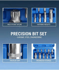 Ten Piece Spline Socket Bit Set For M4 To M18 With M-Type 12 Point Polydrive Drive Sockets, Chrome Steel, in Blue Storage Case