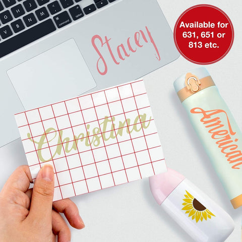 Clear Vinyl Transfer Tape Roll With Alignment Grid 12 Inch By 50 Feet For Silhouette Cameo shown on personalized items.