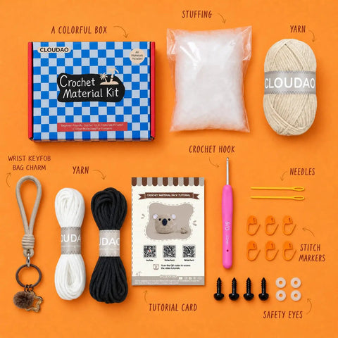 Beginner Crochet Kit For Amigurumi Lovers, All In One Starter Set With Yarn, Crochet Hook, Needle, Stuffing, Safety Eyes, Stitch Markers