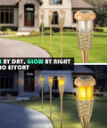 Solar Torch Lights With Realistic Flickering Flame Outdoor Yard Path And Patio Decor 4 Pack Waterproof LED Garden Lights