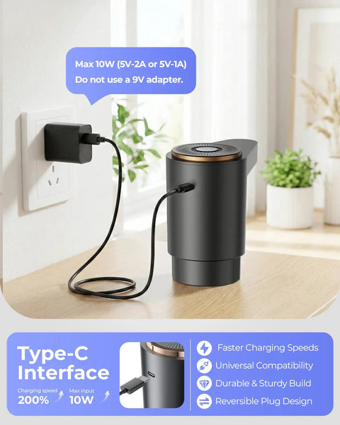 Easy Pour Workhorse Portable Electric Water Jug Pump For 5 Gallon Bottles With USB C Charging shown on kitchen counter.