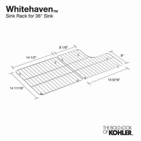 Whitehaven 36 Inch Self Trimming Stainless Steel Bottom Basin Rack With Left And Right Racks For Whitehaven Sinks Protect Dishes