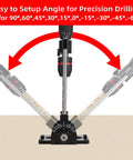 Portable Drill Guide With Angle Stops From -60 To 60 Degrees, Adjustable Drill Press Jig for precise angle setup.