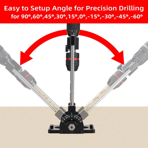 Portable Drill Guide With Angle Stops From -60 To 60 Degrees, Adjustable Drill Press Jig for precise angle setup.