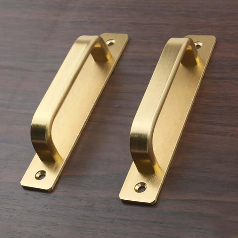 Heavy Duty Antique Barn Door Handle Pull Flush Hardware Set For Gate Garage Shed 2 Pack Gold Finish with 5.04 Inch Hole Center