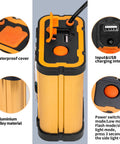 Rechargeable LED Headlamp With External Battery Pack For Camping, Biking And Fishing, showing waterproof USB charging interface and power switch details.