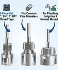 Shuielai 3 Piece Pipe Threading Tool Kit With Electric Drill Compatible, NPT thread taps for 1/2, 3/4, 1 inch PVC pipes.