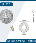 Front view: Kirphealy stainless flat washers, 5/8 in OD, 1/4 in ID, 0.055 in thick, 100 pcs