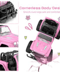 Pink DIY Sticker RC Jeep For Girls with 2.4GHz Remote Control, cornerless body design, safe and smooth pink toy car