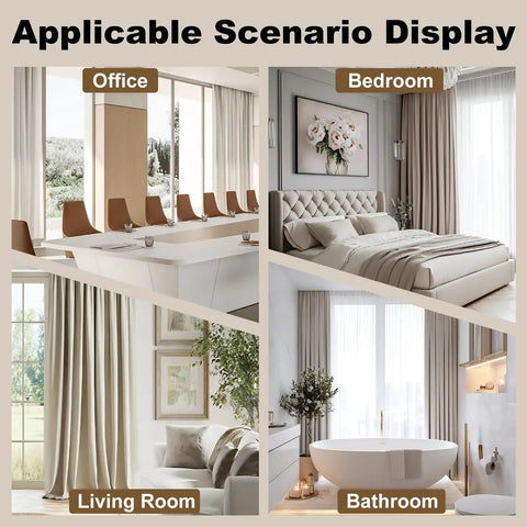 Ultra Thin Aluminum Ceiling Curtain Track System For Inward Opening Windows, Quiet, Low Profile Drape Rail in office, bedroom, living room, bathroom