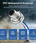 M12 4 Pin A Coded Male Aviation Connector Cable 0.7 Ft Waterproof Industrial Bulkhead Panel Mount for Control Cabinets