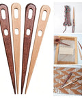 Tapestry Threading Tool Set With Four Wooden Tools Double Opening Design For Thick Yarn Rug Weaving Supplies With Smooth Tapered Points Durable Craft Kit For Quick Weaving And Shared Projects, four wooden tools