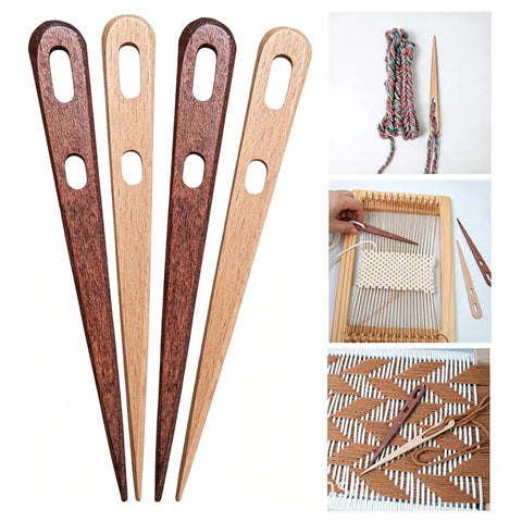 Tapestry Threading Tool Set With Four Wooden Tools Double Opening Design For Thick Yarn Rug Weaving Supplies With Smooth Tapered Points Durable Craft Kit For Quick Weaving And Shared Projects, four wooden tools