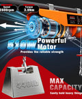Electric hoist with remote control, orange housing, 510W motor, zinc-plated steel wire rope, 440 lb max capacity