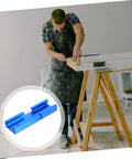Straight Up Solid Aluminum Miter Track Fixture Connector Heavy Duty Cross Adapter For Standard Saw Rails No Sweat Woodworking Accessory That Goes Hard On Any Job Site And Ready To Roll, blue connector with carpenter.