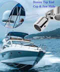 Beefy Heavy Duty Bimini Top Hardware Kit For Seven Eighths Inch To One Inch OD Boat Fittings, 316 Stainless Steel Jaw Slide.