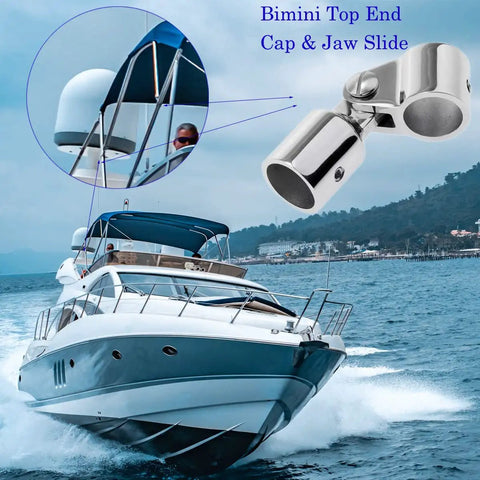 Beefy Heavy Duty Bimini Top Hardware Kit For Seven Eighths Inch To One Inch OD Boat Fittings, 316 Stainless Steel Jaw Slide.