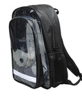 Slick Clear PVC Tool Backpack For Cleanroom Engineers Hauling Laptops And Essential Kits With Cushioned Straps and Reinforced Handles, side view.