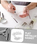 Your Go To Eyeglass Washers Kit With 200 Pcs Rimless Glasses Flat Washers And Metal Fasteners in use by person