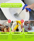 Toilet Auger Drain Cleaner With Flexible Gripper For Snagging Lost Items And Clearing Minor Clogs in use on a toilet
