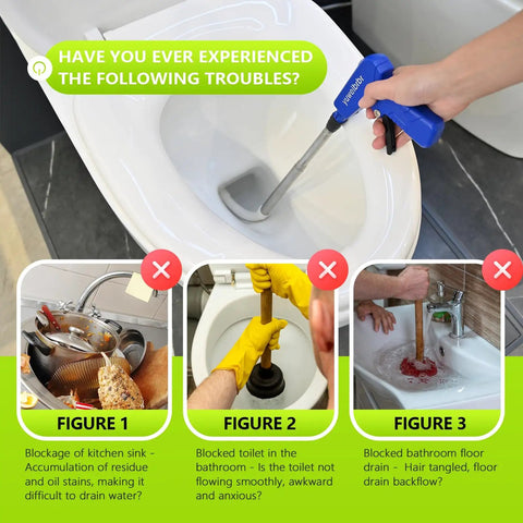 Toilet Auger Drain Cleaner With Flexible Gripper For Snagging Lost Items And Clearing Minor Clogs in use on a toilet