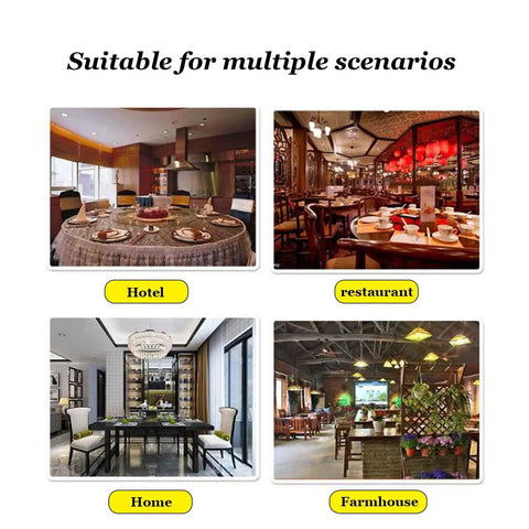 Go-To Large Glass Lazy Susan Turntable With Aluminum Bearing shown in hotel, restaurant, home, and farmhouse settings for versatility