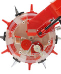 Close-up of Walk-Behind Seed Planter For Precision Row Crops A No-Fuss Manual Seeder With Six Seeding Nozzles Adjustable Depth