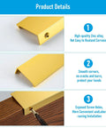 10 Pack Edge Finger Pulls For Cabinets, 4.72 Inch Length, 96 Mm Hole Center, gold finish, detailed view of smooth edges and screw installation