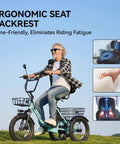 Adult Electric Tricycle With Folding Fat Tire Three Wheel E Trike 500W Motor UL2849 48V 10.4Ah Removable Battery ergonomic seat backrest